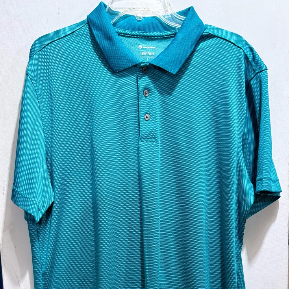 Blue Polo Shirt with Smooth Finish and Short Sleeves